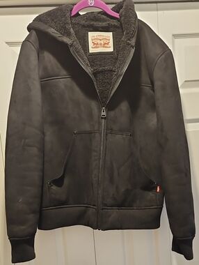Levi's Men's Black Hooded Sherpa Zip Jacket
